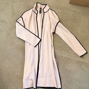 MarlaWynne Pink Long Jacket with Black Trim